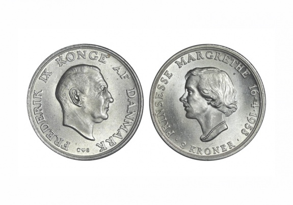 Dinamaca Frederic IX (1947-1972) 2 Coronas 1958 Princesa Margarita SC-FDC