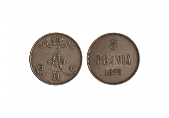 Finlandia Alejandro II (1855-1861) 5 Pennïa 1875 MBC-EBC