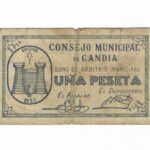 Gandía (Valencia) 1 Peseta emisión 1937 RC
