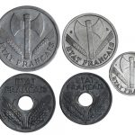 Francia Ocupación alemana Serie 5 val 1 y 2 Francos 10 20 y 50 Ctmos 1944 EBC a SC