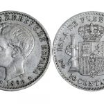 Alfonso XIII 10 Centavos de Peso 1896 Puerto Rico MBC+