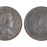 Isabel II (1833-1868) 5 Céntimos de Escudo 1868 Barcelona EBC/ MBC+