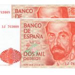 Juan Carlos I Pareja correlativa 2000 Pesetas 1980 Juan Ramón Jiménez SC