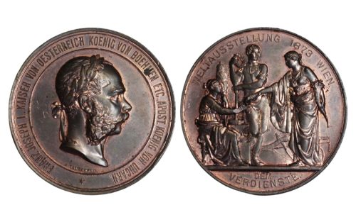 Medalla Austria Francisco José I Exposición mundial de Viena 1873 Golpec. EBC