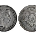 Isabel II 20 Centavos de Peso 1868 Manila MBC+
