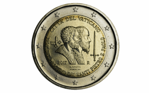 Vaticano 2 € 2017 1950º Aniversario del Martirio de San Pedro y San Pablo SC