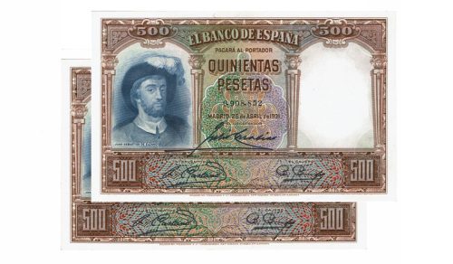 Pareja correlativa 500 Pesetas 25 Abril 1931 EBC