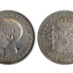 Alfonso XIII 40 Centavos de Peso 1896 Puerto Rico MBC+
