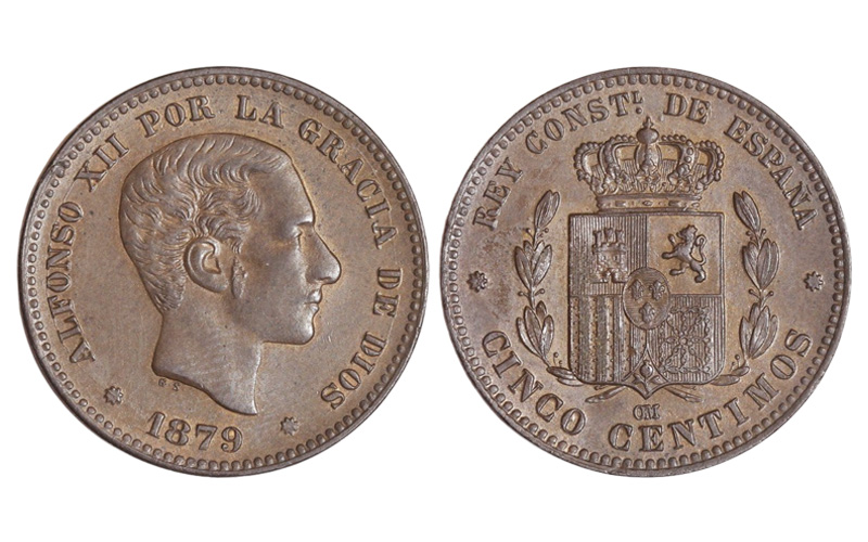 Alfonso XII 5 Céntimos 1879 OM EBC-