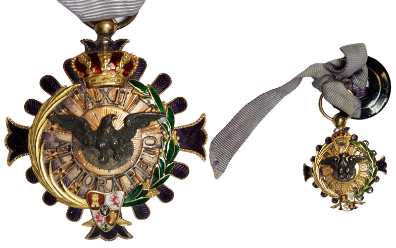 Cruz de pecho y ojal de Caballero de la Orden Civil de Alfonso XII (1902-1931)