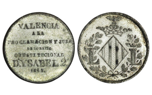 Isabel II Medalla 1843 Valencia Proclamación Mayoría de edad EBC
