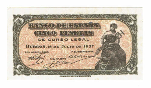 Estado Español 5 Pesetas 18 de Julio 1937 Burgos Serie B SC-