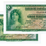 Pareja correlativa 5 Pesetas 1935 Serie C SC