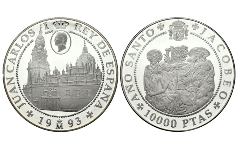 España 10.000 Pesetas 1993 Año Santo Jacobeo - Catedral y Peregrinos Medievales PROOF