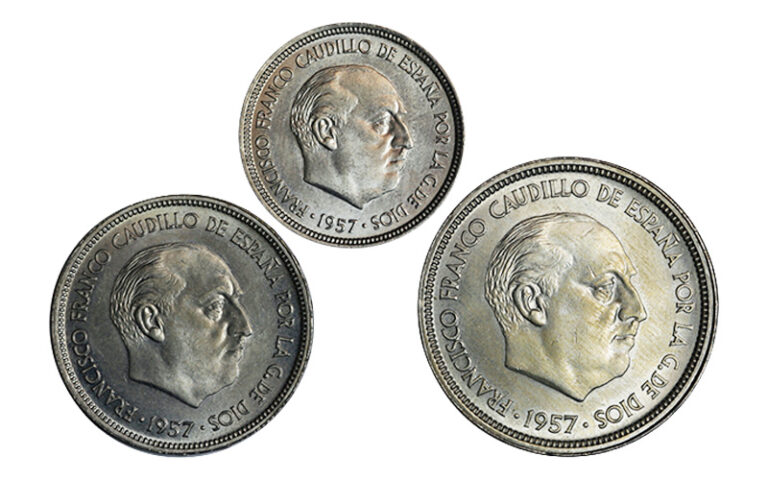 Serie 3 monedas 5, 25 y 50 Pesetas 1957 BA SC