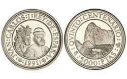 España 5000 Pesetas 1991 V Centenario Pizarro y Atahualpa PROOF