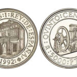 España 5.000 Pesetas 1992 V Centenario Máquina Tonelier PROOF