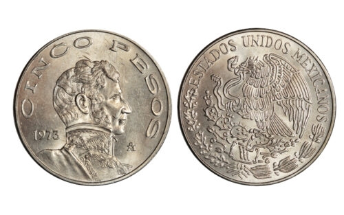 México 5 Pesos 1973 Vicente Guerrero SC