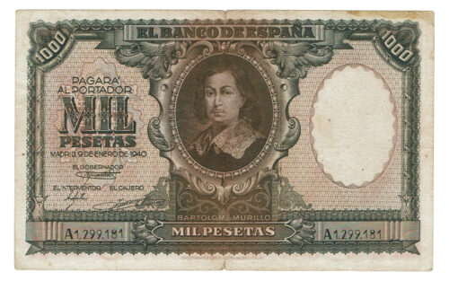 Estado Español 1.000 Pesetas 9 Enero 1940 Bartolomé Murillo Algún agujerito BC