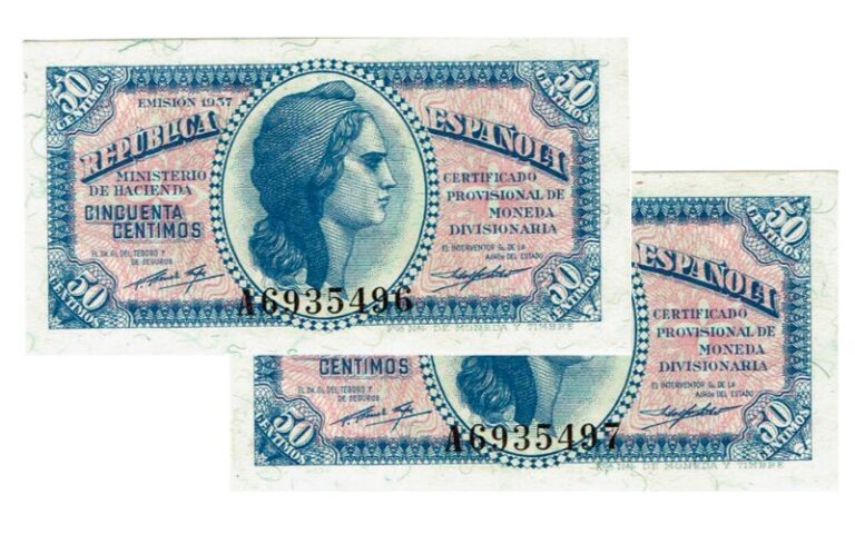 Pareja correlativa 50 Céntimos 1937 Serie A EBC