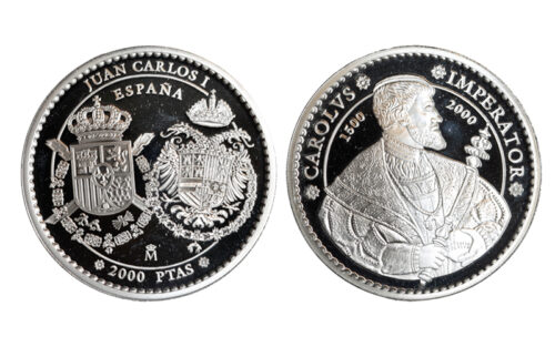 2000 Pesetas Año 2000 V Cent. Carlos V 1500-2000 Representación del Escultor alemán Hans Reinhard PROOF