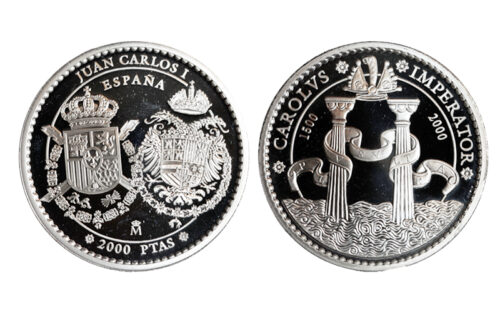 2000 Pesetas Año 2000 V Cent. Carlos V Columnas de Hércules PROOF