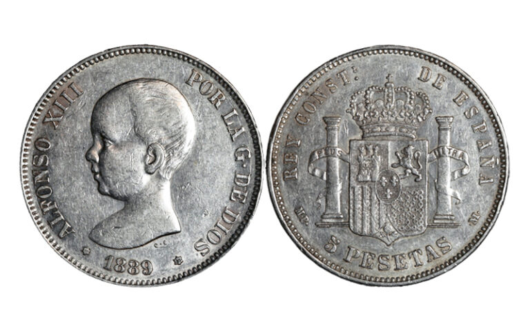 Alfonso XIII 5 Pesetas 1889*18-89 Madrid MPM MBC+