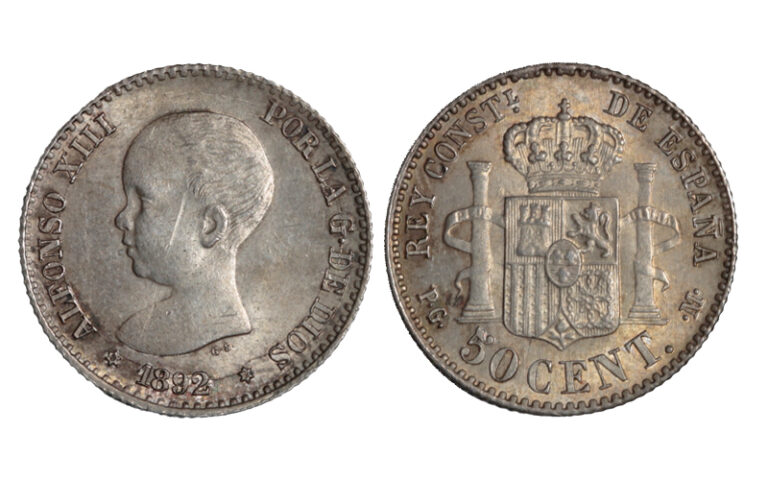 Alfonso XIII 50 Céntimos 1892*9-2 PGM SC