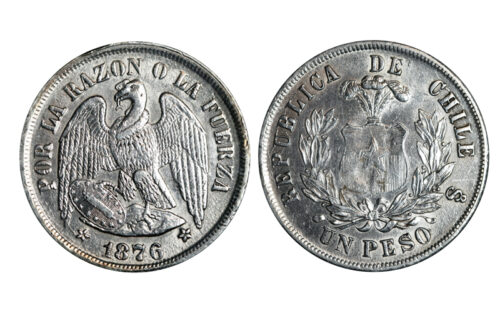Chile 1 Peso 1876 Condor EBC-