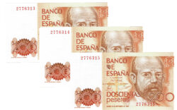 Juan Carlos I Trio correlativo 200 Pesetas 16 Septiembre 1980 Leopoldo Alas Clarín Sin Serie SC