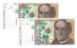 Juan Carlos I Pareja Correaltiva 5000 Pesetas 12 de Octubre 1992 Sin Serie SC