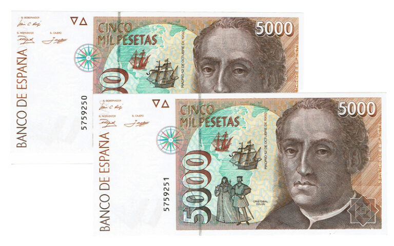 Juan Carlos I Pareja Correaltiva 5000 Pesetas 12 de Octubre 1992 Sin Serie SC