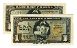 Estado Español Pareja correlativa 1 Peseta 4 de Septiembre de 1940 Serie G SC