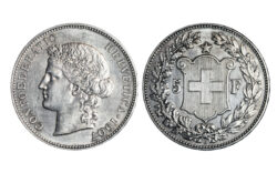Suiza 5 Francos 1907 Helvetia Berna EBC-
