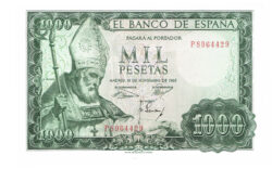 Estado Español 1000 Pesetas 19 Noviembre 1965 S. Isidoro Serie P Sin doblez central Algún pico lig. doblado EBC+