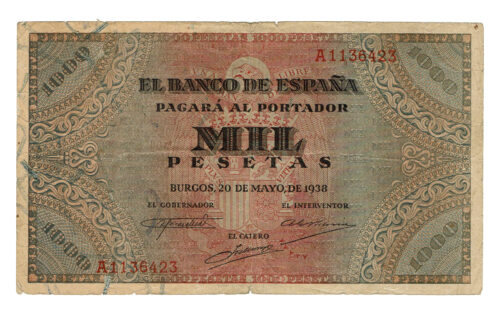 Estado Español 1000 Pesetas 20 Mayo 1938 Burgos Serie A Pequeñas roturas BC