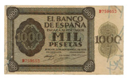 Estado Español 1000 Pesetas 21 Noviembre 1936 Burgos Serie B MBC-