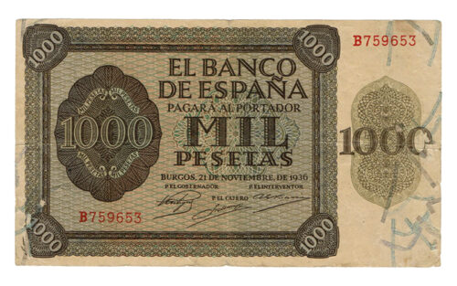 Estado Español 1000 Pesetas 21 Noviembre 1936 Burgos Serie B MBC-