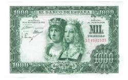 Estado Español 1000 Pesetas 29 Noviembre 1957 Reyes Católicos Serie 1I EBC-