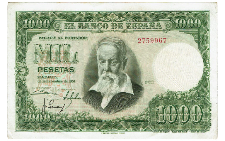 Estado Español 1000 Pesetas 31 Diciembre 1951 Joaquín Sorolla Sin Serie EBC-