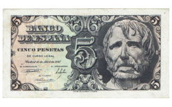 Estado Español 5 Pesetas 12 Abril 1947 Sin Serie lig. rozado detrás EBC+