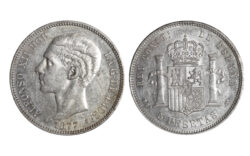 Alfonso XII 5 Pesetas 1877*18-77 DEM SC