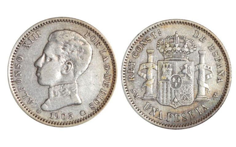 Alfonso XIII 1 Peseta 1905+19-05 SMV MBC-