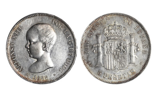 Alfonso XIII 5 Pesetas 1888*18-88 MPM EBC-SC