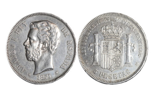 Amadeo I (1871-73) 5 Pesetas 1871*18-75 DEM Golpec. EBC