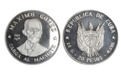 Cuba 20 Pesos 1977 Máximo Gómez PROOF