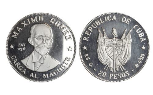 Cuba 20 Pesos 1977 Máximo Gómez PROOF