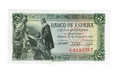 Estado Español 5 Pesetas 15 Junio 1945 Serie C SC