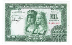 Estado Español 1000 Pesetas 29 Noviembre 1957 Reyes Católicos Serie 1I MBC+