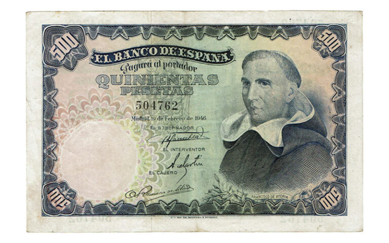 Estado Español 500 Pesetas 19 Febrero 1946 Francisco Vitoria Sin Serie EBC-